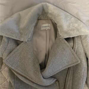 Club Monaco Gray Coat with Faux Fur Removable Collar